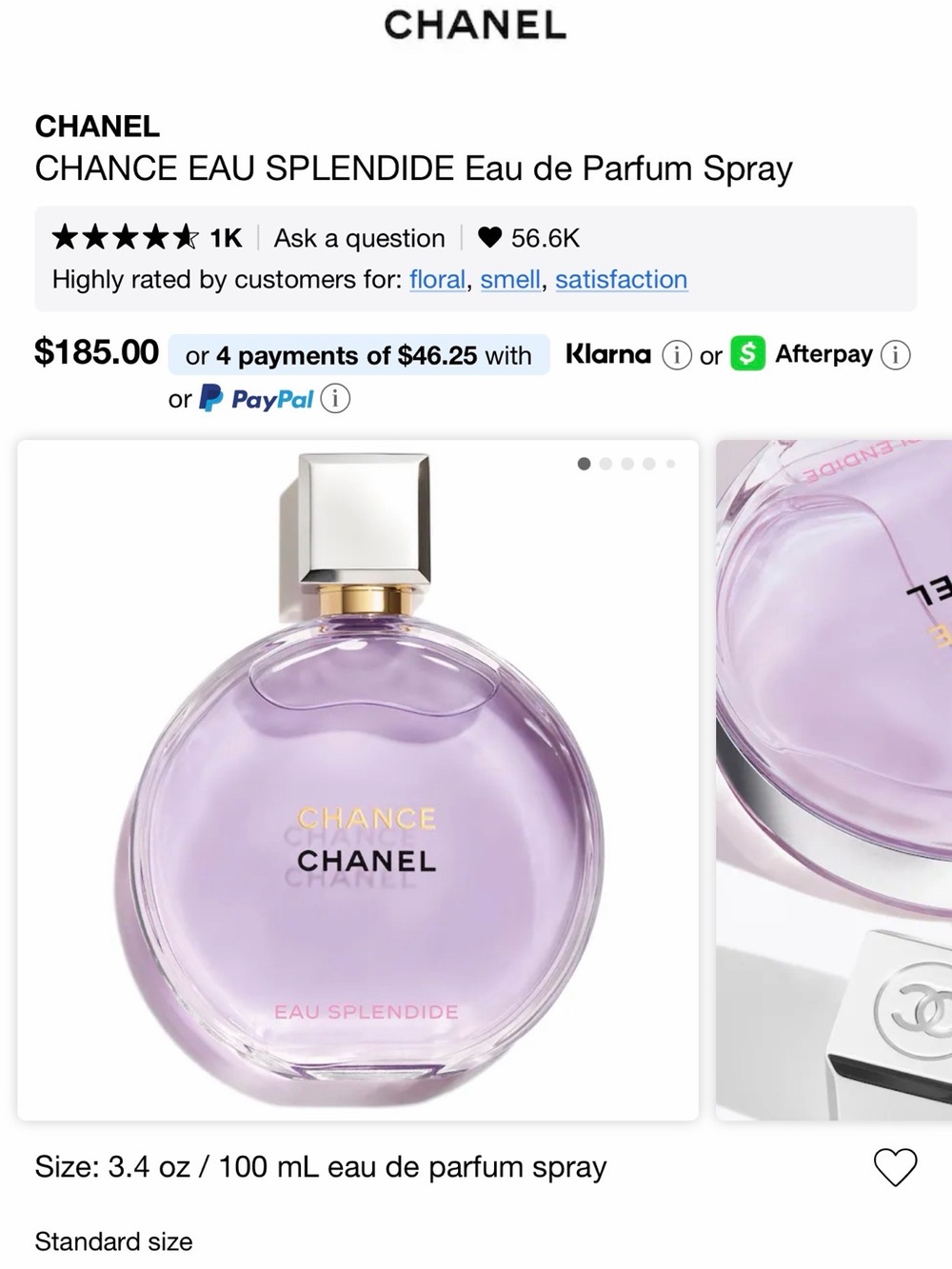 CHANEL Chance Eau Splendide Eau de Parfum — Lavender Purple Bottle
